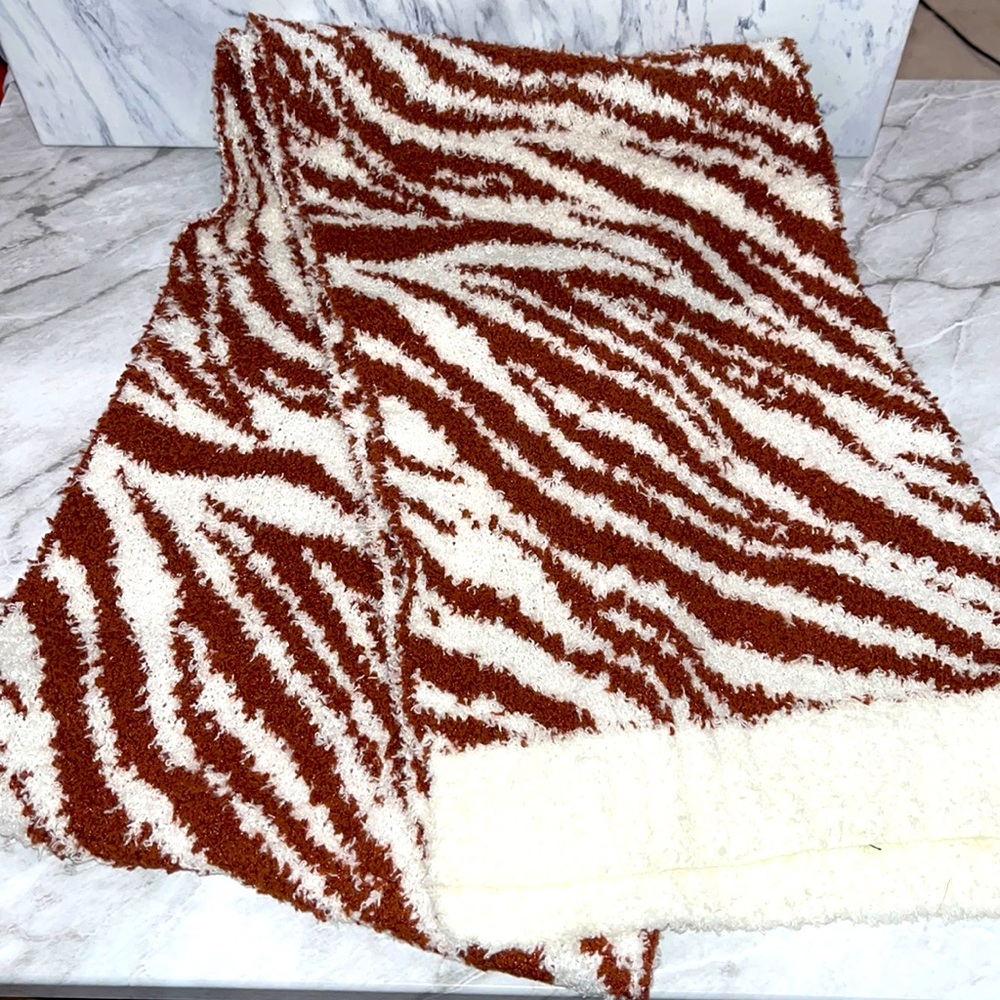 NEW BP brown zebra print fuzzy scarf